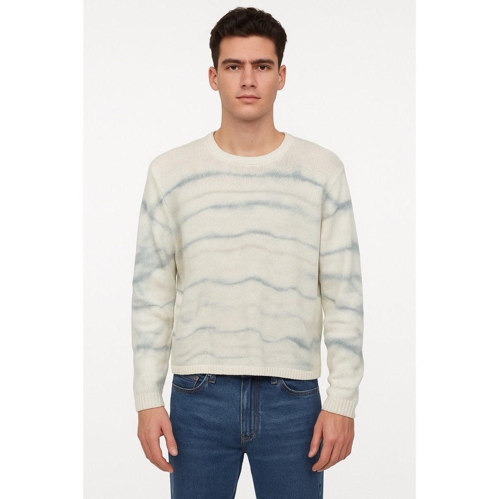 NWT Cousin Johnny x Vintage 90s Watercolor Stripe Cotton Ramie Knit Crewneck